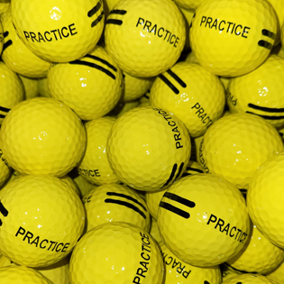Bulk NEW Black Stripe Yellow Practice Range Balls Used Golf Balls - Foundgolfballs.com