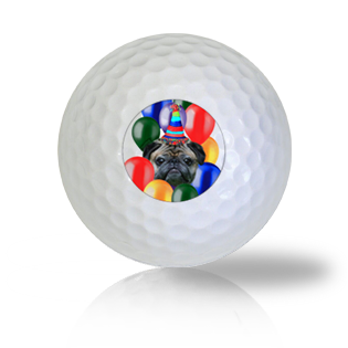 Birthday Pug in Balloons Golf Balls Used Golf Balls - The Golf Ball Company